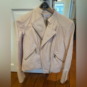 NWT Calvin Klein Light Pink Leather Motojacket